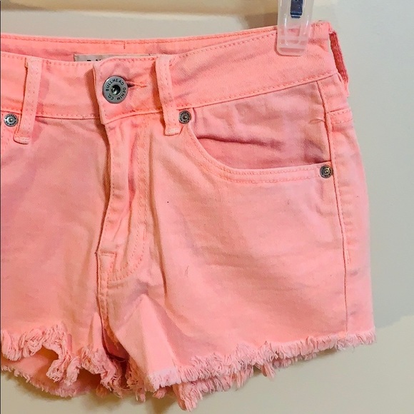 Bullhead | Salmon Pink Hipster Cut Off Shorts - Picture 2 of 5